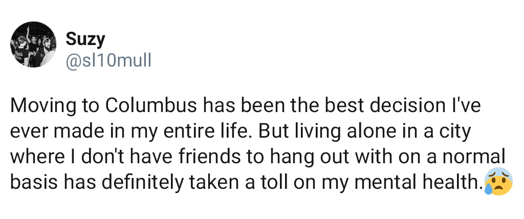 Social Media Post About Living Alone In The City Without Friends Taking A Toll On Mental Health