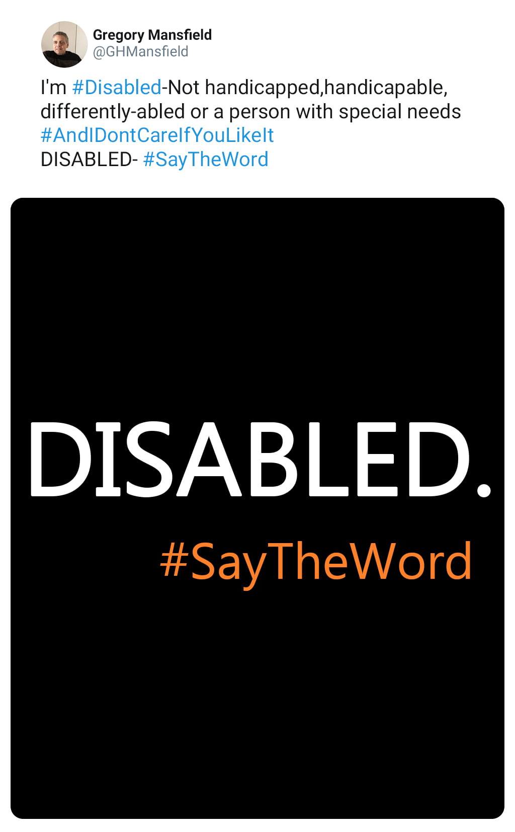 a tweet explaining the different vocabulary that can isolate disabled people from abled people