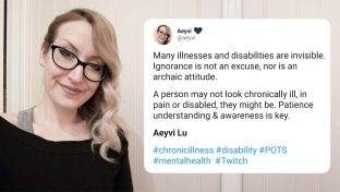 Twitter Post Describing A Woman's Experience With Disability Next To A Portrait Of Her Smiling