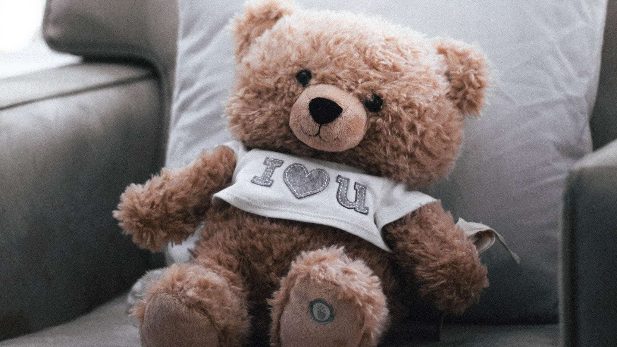 closeup photograph of teddy bear wearing "i heart u" t-shirt while sitting on a chair and contemplating feeling lonely after having a breakup