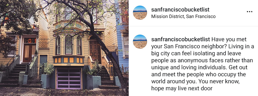A Social Media Post Encouraging San Francisco Residents To Meet Their Neighbor To Reduce Feelings Of Isolation