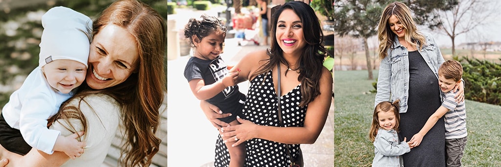 Montage Of 3 Images Showing Three Different Women And Their Children Happy Together