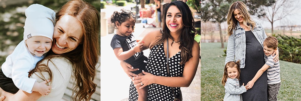 montage of 4 photos of moms enjoying their motherhood journey which get passed down from generation to generation