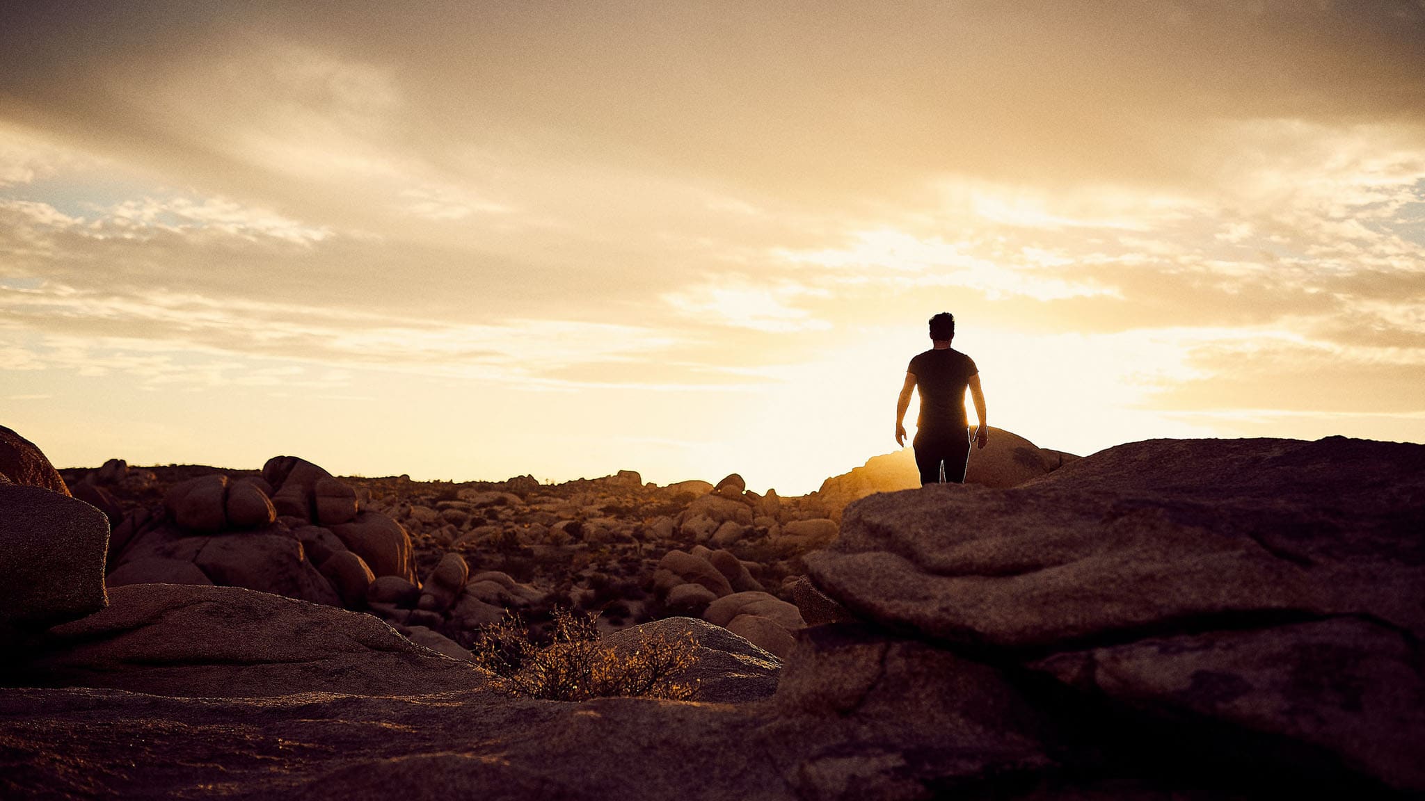 Silhouette Photograph Of Man Standing And Facing The Sunrise