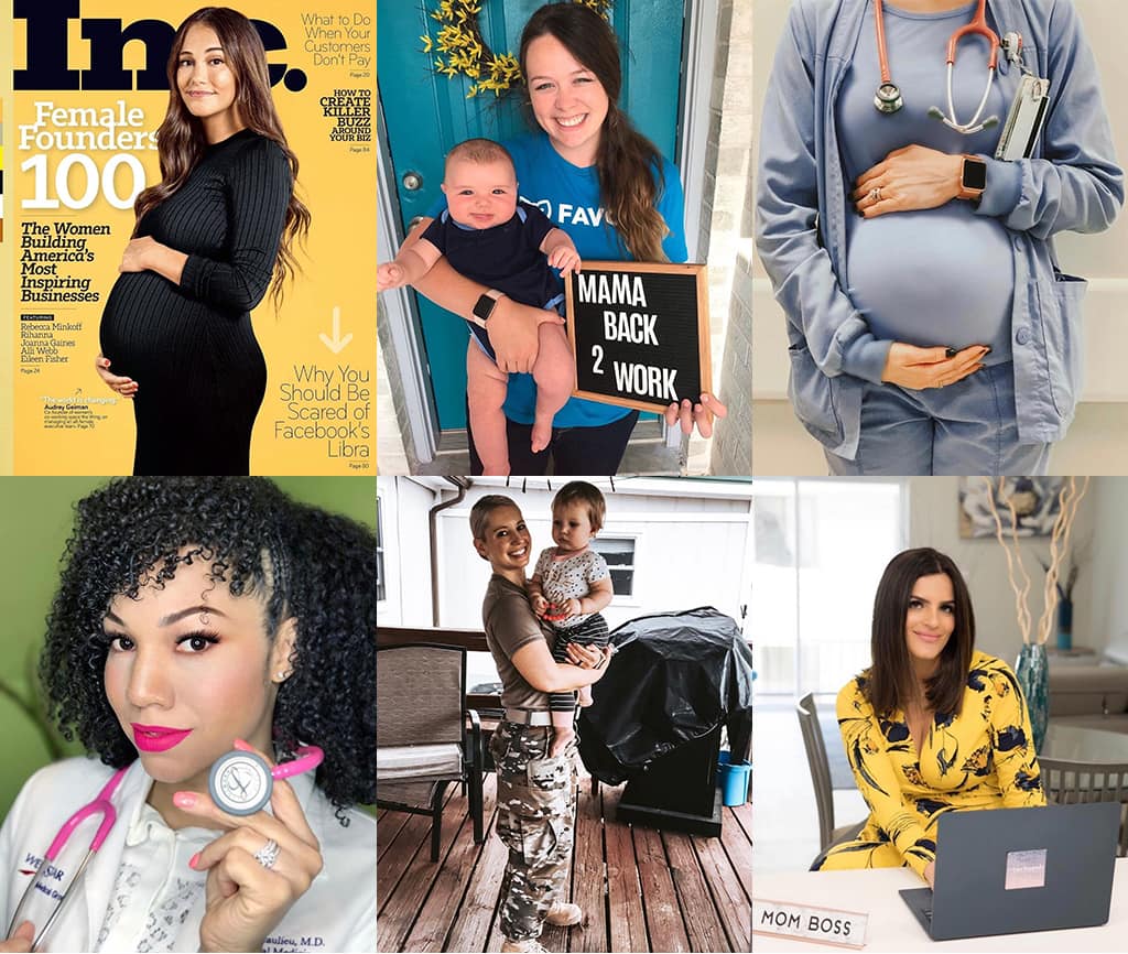 montage of 6 photos of moms also being super in their careers without guilt or loneliness